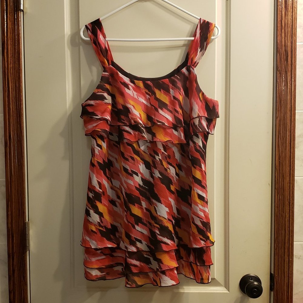 Women's Top Lane Bryant 14/16 Multicolor Sleeveless Frilly Layers